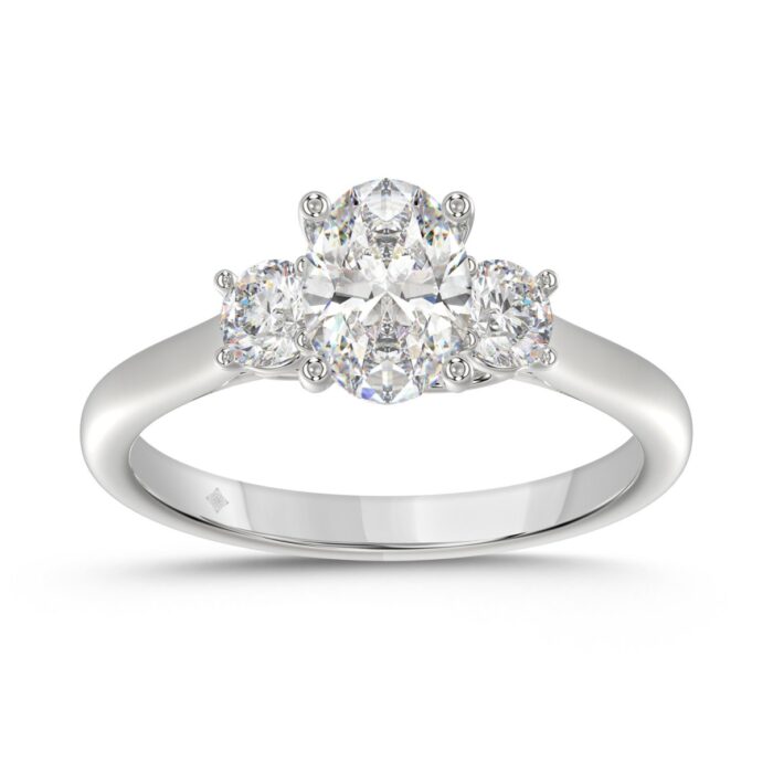 14K WHITE GOLD 1 3/8CT OVAL/ROUND DIAMOND LADIES RING (CENTER STONE OVAL DIAMOND 1CT) - Image 1