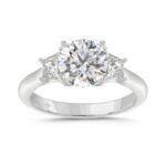 14K WHITE GOLD 2 1/2CT ROUND/TRAPEZOID DIAMOND LADIES RING (CENTER STONE ROUND DIAMOND 2CT)