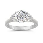 14K WHITE GOLD 2 5/8CT ROUND/HALFMOON DIAMOND LADIES RING (CENTER STONE ROUND DIAMOND 2CT)