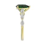 14K YELLOW GOLD 3.00CT ROUND/PEAR/MARQUISE DIAMOND LADIES RING (CENTER STONE PEAR GREEN EMERALD DIAMOND 2 1/4CT) - Image 3