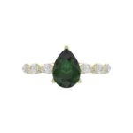 14K YELLOW GOLD 3.00CT ROUND/PEAR/MARQUISE DIAMOND LADIES RING (CENTER STONE PEAR GREEN EMERALD DIAMOND 2 1/4CT) - Image 5