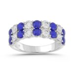 14K WHITE GOLD 2 3/8CT ROUND DIAMOND LADIES BAND (BLUE SAPPHIRE ROUND)