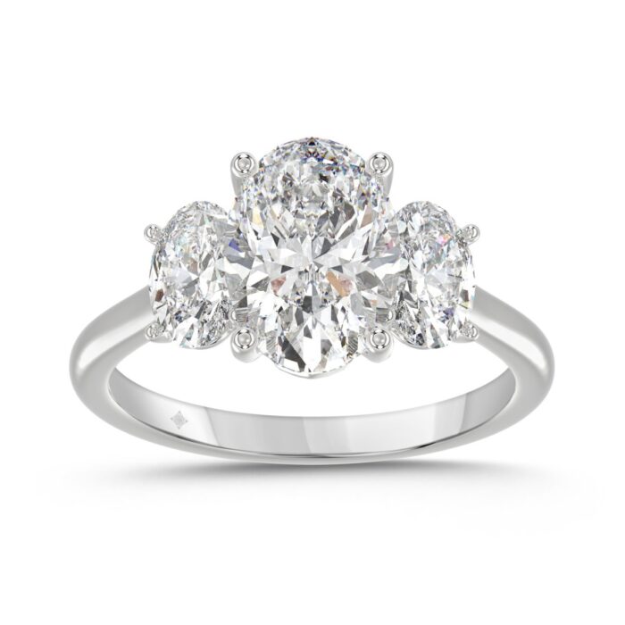 14K WHITE GOLD 3 1/5CT OVAL DIAMOND LADIES RING (CENTER STONE OVAL DIAMOND 2CT) - Image 1