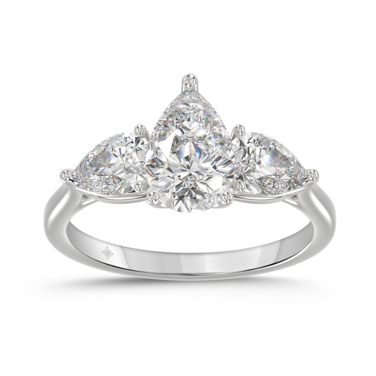 14K WHITE GOLD 2 5/8CT PEAR DIAMOND LADIES RING (CENTER STONE PEAR DIAMOND 1 1/2CT) - Image 1