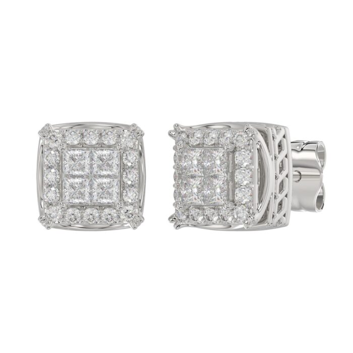10K WHITE GOLD 1.00CT ROUND DIAMOND LADIES EARRINGS - Image 3