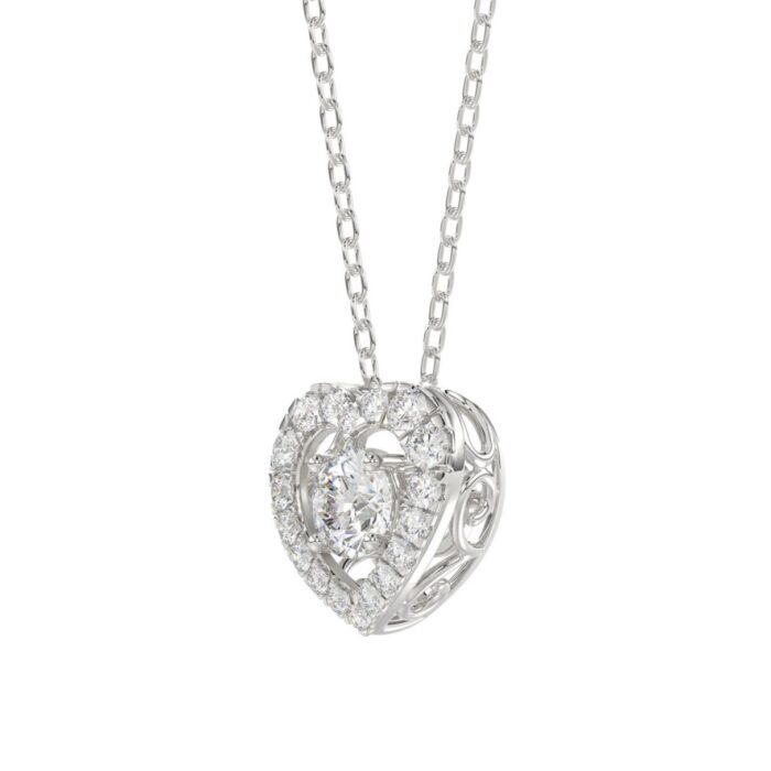 10K WHITE GOLD 3/4CT ROUND DIAMOND LADIES PENDANT WITH CHAIN (CENTER STONE ROUND DIAMOND 1/2CT) - Image 3