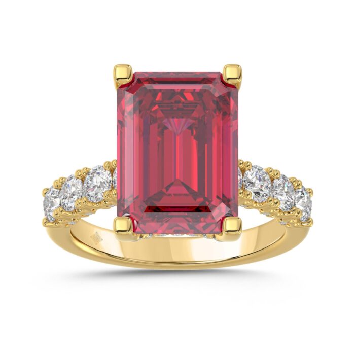 14K YELLOW GOLD 12 1/6CT ROUND/EMERALD RUBY DIAMOND LADIES RING (CENTER STONE EMERALD RUBY DIAMOND 11 1/6CT) - Image 1