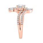 14K ROSE GOLD 1 1/2CT ROUND/MARQUISE/CUSHION DIAMOND LADIES RING (CENTER STONE CUSHION DIAMOND 1/2CT) - Image 3