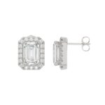 14K WHITE GOLD 2 1/3CT ROUND/EMERALD DIAMOND LADIES EARRINGS (CENTER STONE EMERALD DIAMOND 1CT) - Image 2