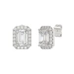 14K WHITE GOLD 2 1/3CT ROUND/EMERALD DIAMOND LADIES EARRINGS (CENTER STONE EMERALD DIAMOND 1CT) - Image 3