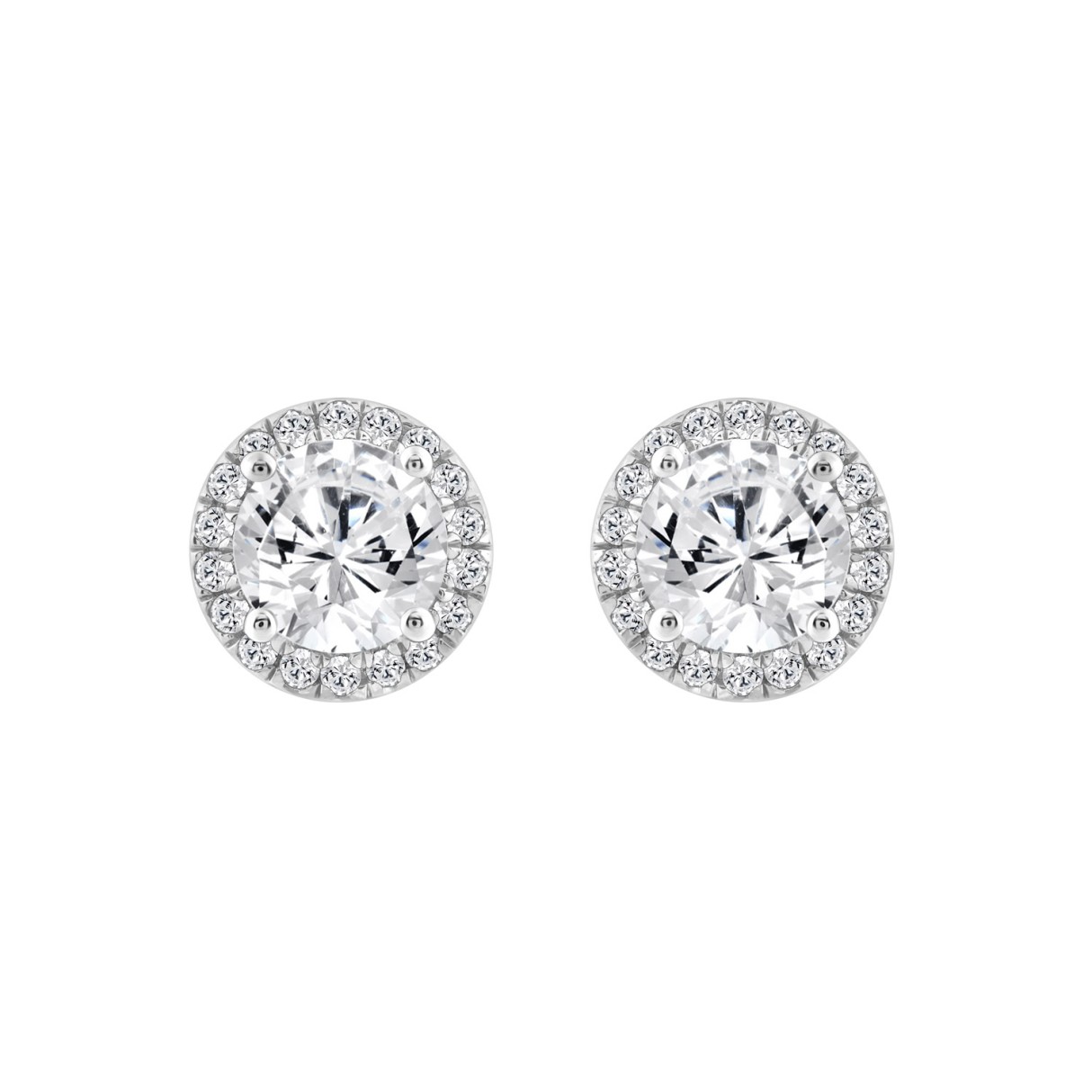 14K WHITE GOLD 2 1/4CT ROUND DIAMOND LADIES EARRINGS - Image 1