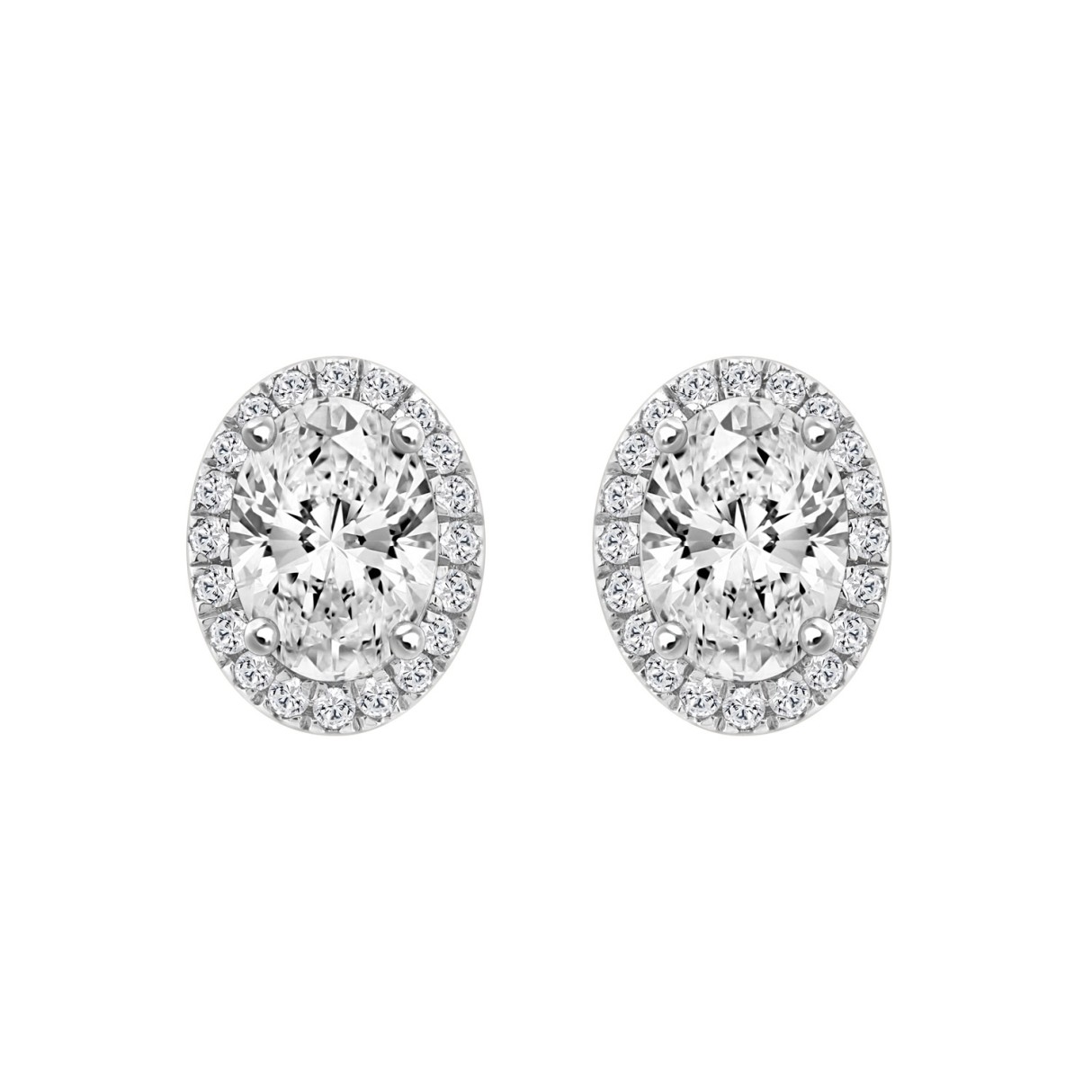 14K WHITE GOLD 2 1/4CT ROUND/OVAL DIAMOND LADIES EARRINGS - Image 1
