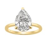 14K YELLOW GOLD 3.00CT ROUND/PEAR DIAMOND LADIES RING (CENTER STONE PEAR DIAMOND 3CT)
