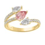 14K YELLOW GOLD 1 1/4CT ROUND/PEAR DIAMOND LADIES RING (CENTER PEAR PINK)