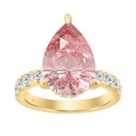 14K YELLOW GOLD 6.00CT ROUND/PEAR DIAMOND LADIES RING (CENTER STONE PINK PEAR DIAMOND 5.00CT)