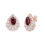 14K ROSE GOLD 4 3/4CT ROUND/MARQUISE/RUBY OVAL DIAMOND LADIES EARRING (RUBY OVAL DIAMOND 2 3/4CT) - Image 3