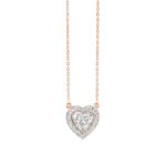 LADIES NECKLACE 1 1/4CT ROUND DIAMOND 14K ROSE GOLD (CENTER STONE HEART DIAMOND 1CT)