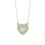 LADIES NECKLACE 1 1/4CT ROUND DIAMOND 14K YELLOW GOLD (CENTER STONE HEART DIAMOND 1CT)