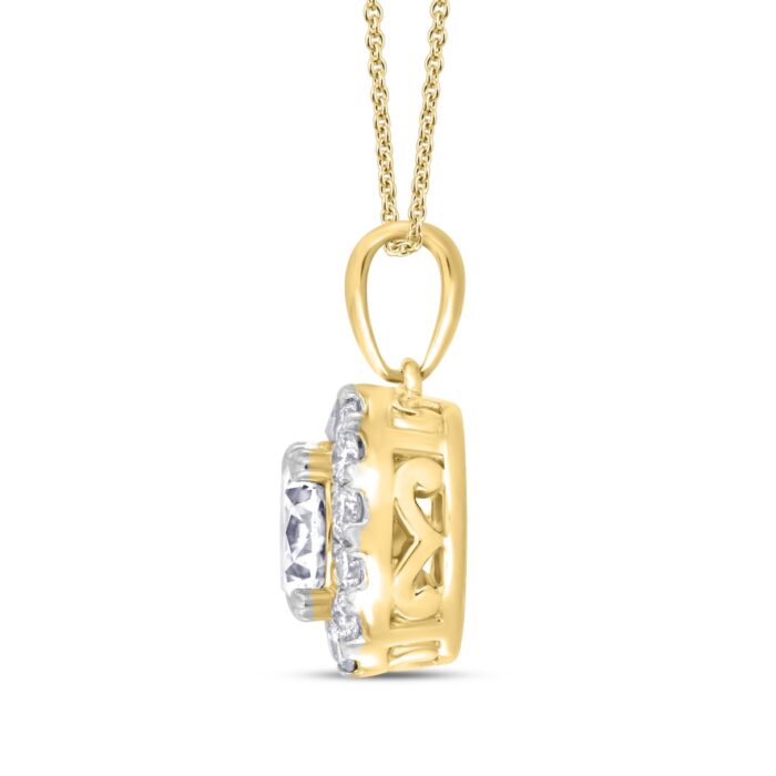 LADIES PENDANT WITH CHAIN 1CT ROUND DIAMOND 14K YELLOW GOLD (CENTER STONE ROUND DIAMOND 3/4CT ) - Image 3