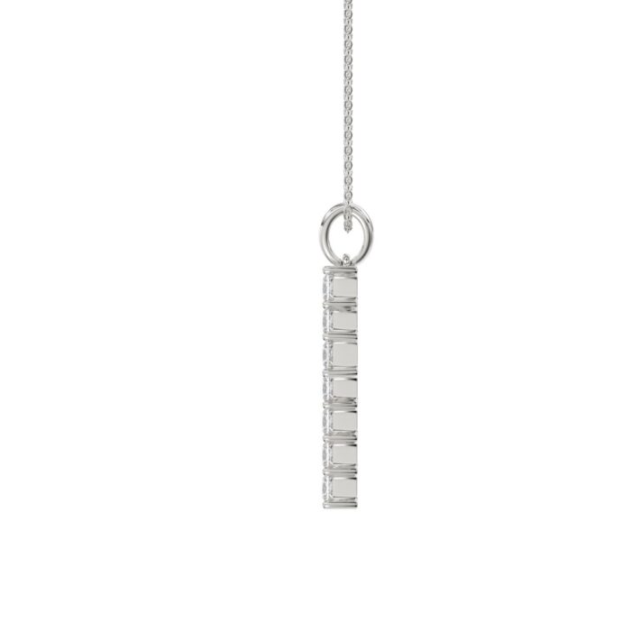 LADIES CROSS PENDANT WITH CHAIN 2 3/4CT PRINCESS DIAMOND 14K WHITE GOLD - Image 2