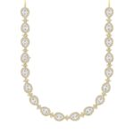 LADIES NECKLACE 16CT ROUND/PEAR DIAMOND 14K YELLOW GOLD