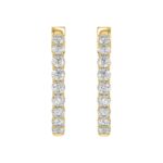 LADIES HOOP EARRINGS 3CT ROUND DIAMOND 14K YELLOW GOLD - Image 3