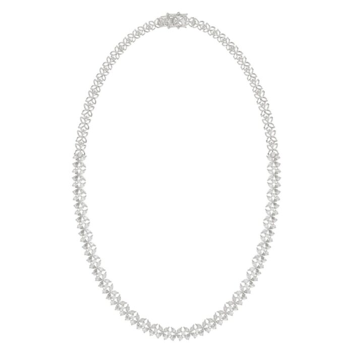 LADIES NECKLACE 19 1/2CT ROUND/PEAR/MARQUISE DIAMOND 14K WHITE GOLD - Image 1