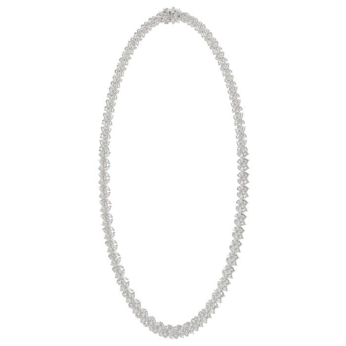 LADIES NECKLACE 19 1/2CT ROUND/PEAR/MARQUISE DIAMOND 14K WHITE GOLD - Image 4