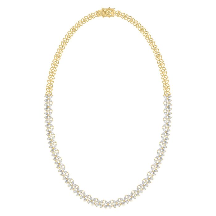 LADIES NECKLACE 19 1/2CT ROUND/PEAR/MARQUISE DIAMOND 14K YELLOW GOLD - Image 1