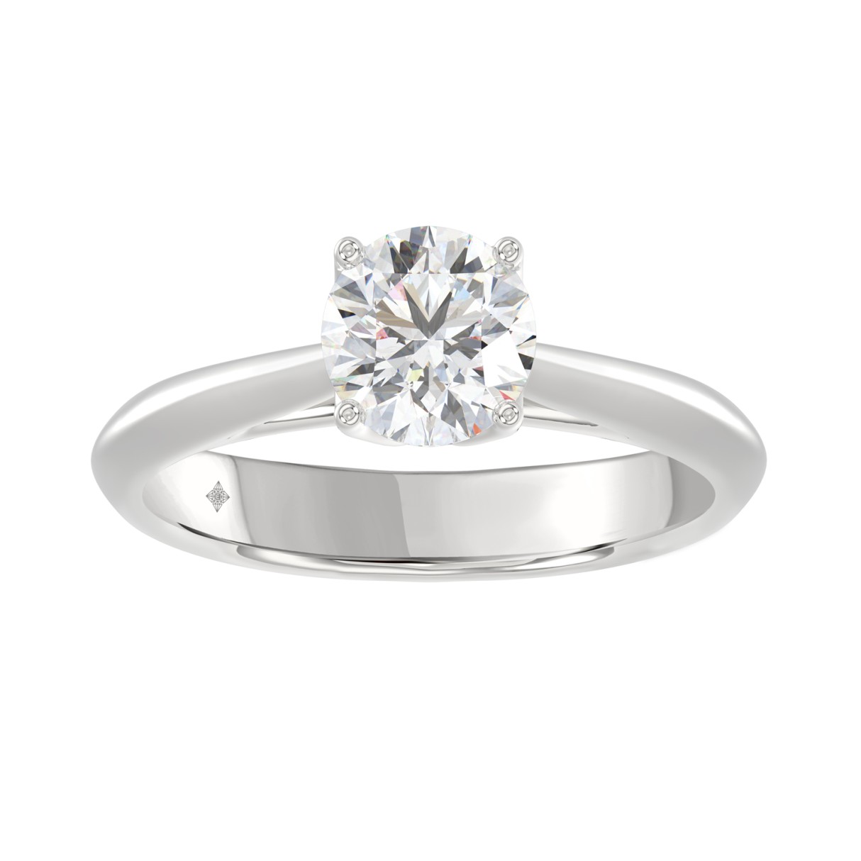 LADIES SOLITAIRE RING 1CT ROUND DIAMOND 14K WHITE GOLD - Image 1
