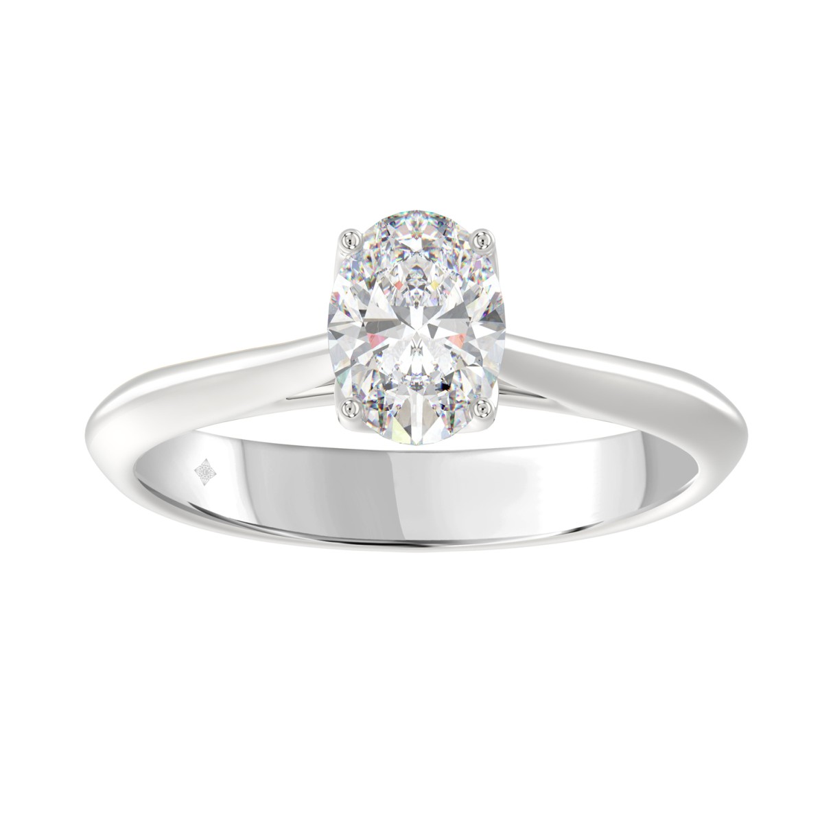 LADIES SOLITAIRE RING 1CT OVAL DIAMOND 14K WHITE GOLD - Image 1
