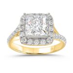 LADIES RING 2CT ROUND/PRINCESS DIAMOND 14K YELLOW GOLD (CENTER STONE PRINCESS DIAMOND 1 1/2CT )