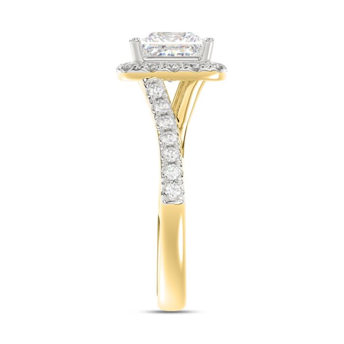 LADIES RING 2CT ROUND/PRINCESS DIAMOND 14K YELLOW GOLD (CENTER STONE PRINCESS DIAMOND 1 1/2CT ) - Image 3